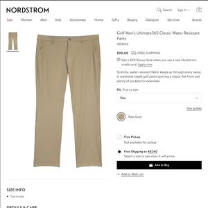 Addidas clima cool 3 stripes golf pants size 42x30